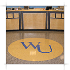 Widener University logo inlay in epoxy terrazzo floor	